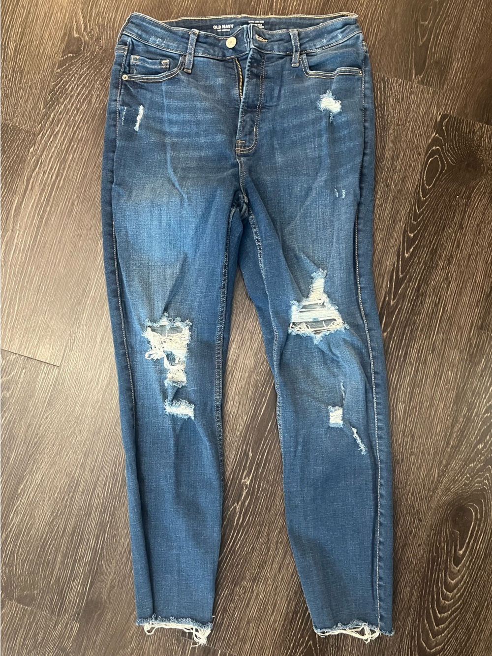 Old Navy Distressed Dark Rockstar Super Skinny Jeans
